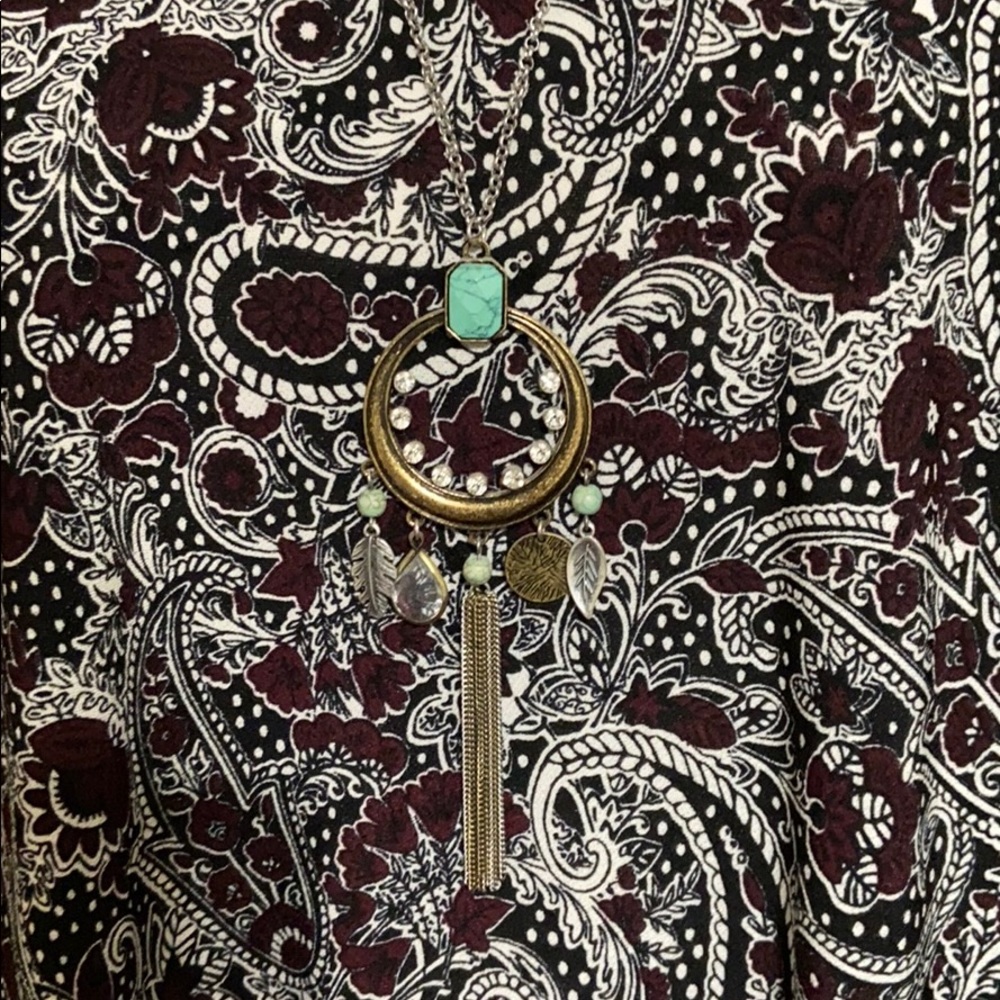 Bohemian charm necklace 28”